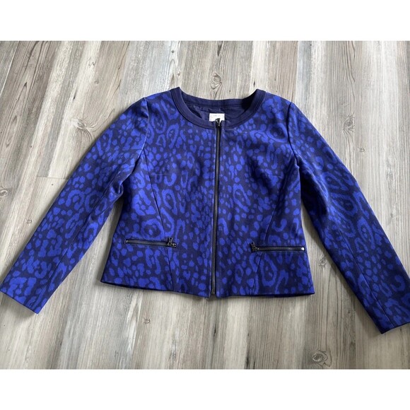Gap Cotton Blue Zip Up Blazer With Pockets Size 6 - Picture 1 of 10